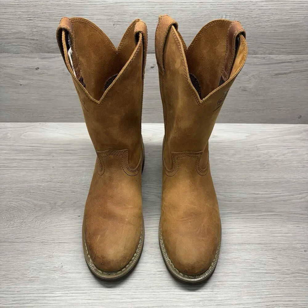 GEORGIA BOOT Wellington Western Boots Mens 7.5 D Brown Leather Farm Ranch G5814